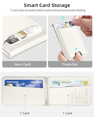 ExtreLife for Magsafe Wallet, Works with Apple Find My, 6 Cards Holder - color: Milk White