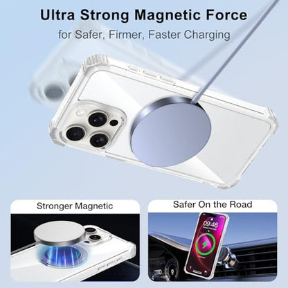 Clear Case for iPhone 16 Pro with Magnetic 360 Rotatable Ring Stand | Military Grade Heavy Duty Cover with 360 Rotatable Ring Kickstand -260417 - color: Clear, size: iPhone 16 Pro