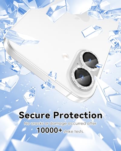 CloudValley All Bling Camera Lens Protector for iPhone 17/iPhone 16/Plus - color: Bling Silver