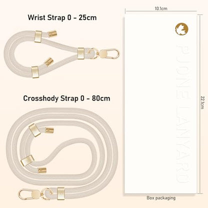 UKON Cell Phone Lanyard,Crossbody Lanyard and Wrist Strap Premium Metal Buckle Phone Charms with 2 X Strap Patch (Beige) - color: Beige