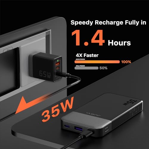 JUOVI Portable Charger 35W 10000mAh Power Bank - color: Black