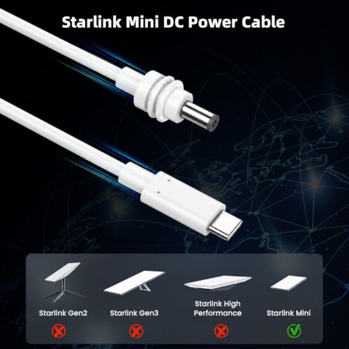 Starlink Mini White USB C Cable 16FT/5M, Requires 100W+ PD, 18AWG - size: 16FT/5M
