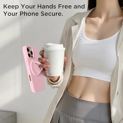 Magnetic Phone Grip for MagSafe, Silicone Ring Grip, Pink - color: Pink