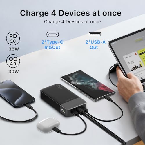 JUOVI Power Bank 35W 10000mAh Portable Charger Fast Charging - color: Green