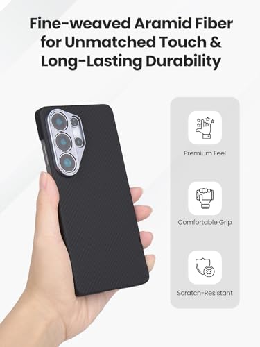 Magnetic Ultra Thin 600D Aramid Fiber Case for Samsung Galaxy S26 Ultra | Woven Aramid Fiber, ultra-thin Caseless Feel, compatible with MagSafe,wireless charging friendly, slim fit,Matte Black Twill