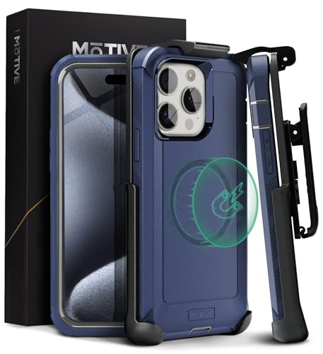 MOTIVE Heavy Duty Case for iPhone 15 Pro, Belt Clip Holster | 6.1" Blue - color: Blue Navy, size: iPhone 15 Pro