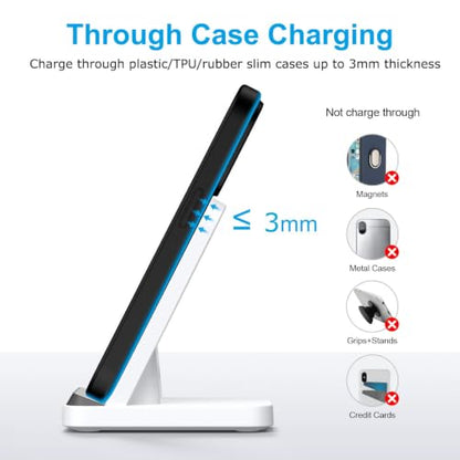 for Google Pixel 11 10 9 8 Pro XL 10a, Wireless Charger Phone Stand Station - color: Bright White, style: wireless charger with adapter