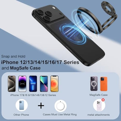 MagSafe 휴대폰 그립 마그네틱 핑거 홀더 삼성 갤럭시 S26 S25 울트라용 - color: 블랙.