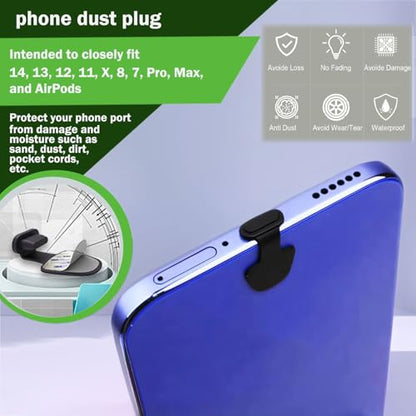 Dust Plug for iPhone Charger Port, Protects Charging Port Anti Dust Cover Anti-Lost Dust Plugs for Lightning, with Speaker Mesh Dustproof, Accessories for iPhone 14 13 12 11 (Plus, Pro Max), 8-Pack