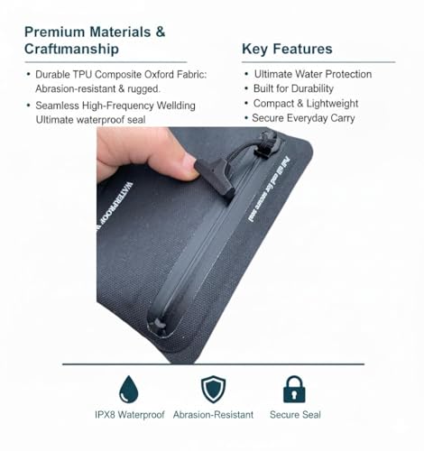Heavy Duty Airtight Wallet Submersible Waterproof Wallet Protection for Keys, Cards - color: Black, size: 5.2" X 4" / 13.5CM X 10 CM