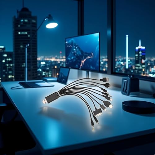 3Pcs Black 10 in 1 Universal USB Cable, Multiple Universal Charging Cable for Cell Phones Blutooth Earphone Speaker Adapter Cable, 20cm Data Cable，Cables and Interconnects，USB Cables