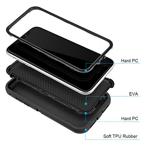 MAXCURY for iPhone 11 Case, Heavy Duty Shockproof Full Body Protection Phone Case for Men & Women, Hard PC Bumper + Soft TPU Silicone Rubber Back Cover for iPhone 11 6.1 inch (Black) - color: Black