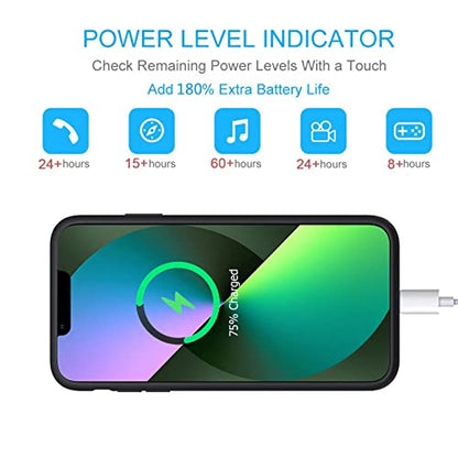 Battery Case for iPhone 13, Upgraded 10000mAh Portable Protective Charging Case with Wireless Charging Compatible with iPhone 13 (6.1 inch) Rechargeable Battery Pack Charger Case with Carplay (Black)