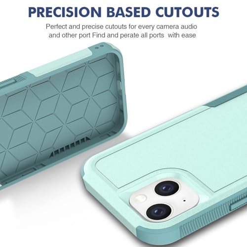 for iPhone 14 / iPhone 13 Case: Dual Layer Protective Heavy Duty Cell Phone Case Shockproof Rugged Bumper Tough with Screen Protector - 16FT Military Grade Drop Tested for iPhone 14 / iPhone 13, Green - color: Mint Green (PC) + Mint Green (TPU)
