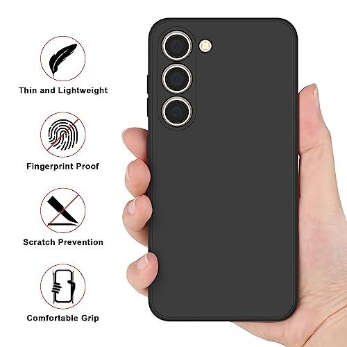 Vanjua Case for Samsung Galaxy S23 (Only), Stylish Liquid Silicone Slim Full-Body Protective Cover Compatible with Samsung Galaxy S23 5G 6.1 Inch Phone Case (Black) - color: Black