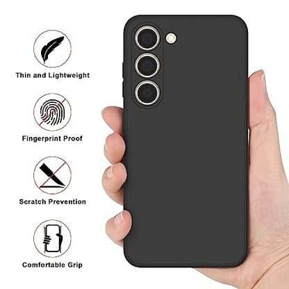 Vanjua Case for Samsung Galaxy S23 (Only), Stylish Liquid Silicone Slim Full-Body Protective Cover Compatible with Samsung Galaxy S23 5G 6.1 Inch Phone Case (Black) - color: Black