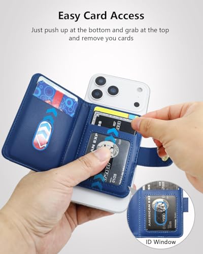 ONETOP for MagSafe Wallet,Magnetic Phone Wallet with 5 Card Slots,Blue | 1-12 Cards/Cash Holder for iPhone 17/16/15/14/13/12 Series,Detachable Wallet Stick-On Back,PU Leather RFID Blocking Kickstand - color: Blue