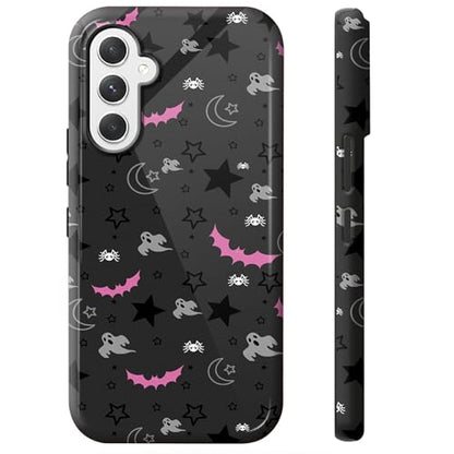 Gothic Skull Moon Stars Bat Phone Case for Samsung Galaxy S25, Dual Layer Shockproof Rugged Cover with Soft TPU + Hard PC, Anti-Scratch Slim Fit Wireless Charging Compatible - color: Gothic Skull Moon Stars Bat, size: 6.2" Galaxy S25