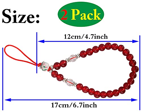 Cell Phone Lanyard Strap Bling Crystal Beads Hand Wrist Lanyard - color: 17cm Royal Blue & Red