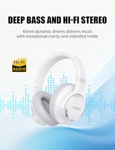 KVIDIO Hybrid Active Noise Cancelling Headphones Over Ear - color: White