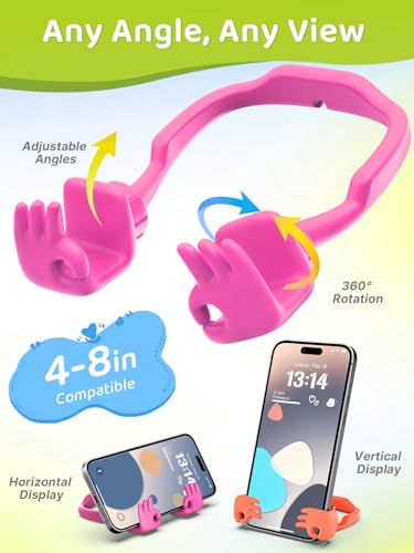 Stocking Stuffer for Teen Girl Daughter Kid 2 Pack Cell Phone Stand OK Hand - color: Hot Pink & Orange Yellow