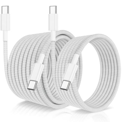 240W Braided USB C to USB C Cable, 6Ft+10Ft - color: White, size: 2P-6+10FT