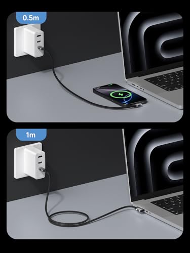 Hagibis USB4 Cable, Right Angle 90Degree Braided 80Gbps, 240W Fast Charging, 8K@60Hz USB4 V2.0 USB-C Cable for iPhone 17 16 15 Pro Max, iPad Pro, MacBook, Thunderbolt 5/4 (Side 90 Degree, 1.6FT) - color: Side 90 Degree, size: 1.6FT