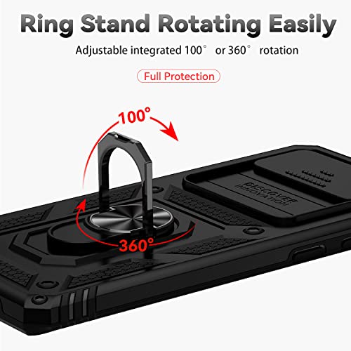 for Samsung Galaxy S10 Plus Case with Camera Lens Cover HD Screen Protector, Military-Grade Drop Tested Magnetic Ring Holder Kickstand Protective Phone Case for Samsung Galaxy S10+ Plus (Black) - color: Black with camera cover Military-Grade 2nd gen
