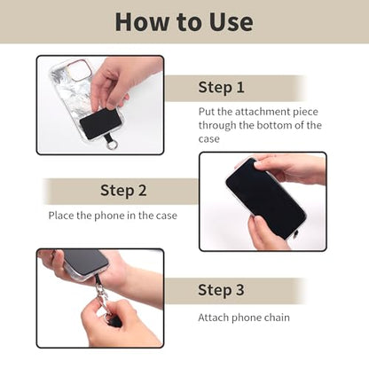 2pcs Clip and Go Strap for Phone with Wallet Crossbody Strap with Pouch - color: Beige+black