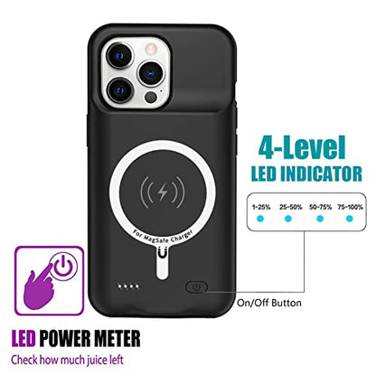 Battery Case for iPhone 13 Pro Max, 12000mAh Rechargeable Portable Charging Case with Wireless Charging Compatible for iPhone 13 Pro Max (6.7 inch) with CarPlay Battery Pack Charger Case (Black) - size: iPhone 13 Pro Max-Black