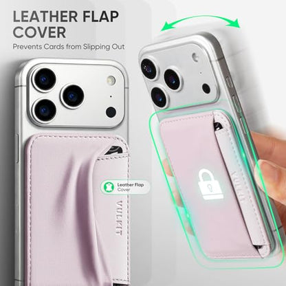 VULKIT Credit Card Holder for Phone case, Slim Adhesive Phone Wallet Stick On for Men & Women, Compatible with Most Cell Phones, Soft Lilac - color: Soft Lilac