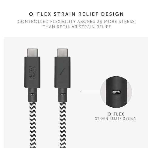 Native Union Anchor Cable 240W – 10ft Reinforced Braided USB-C to USB-C Power Delivery 3.1 Charging Cable with Weighted Knot – for iPhone 17 Pro Max/17e, MacBook Pro 14"/16" M5, Air M5, Neo (Zebra) - color: Zebra