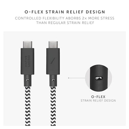 Native Union Anchor Cable 240W – 10ft Reinforced Braided USB-C to USB-C Power Delivery 3.1 Charging Cable with Weighted Knot – for iPhone 17 Pro Max/17e, MacBook Pro 14"/16" M5, Air M5, Neo (Zebra) - color: Zebra