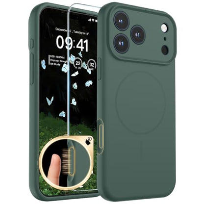 SUPFINE Silicone & Magnetic for iPhone 17 Pro Case - color: Acacia Green, size: iPhone 17 Pro