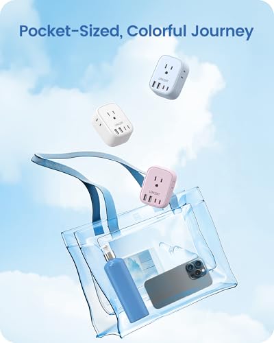 LENCENT European Travel Plug Adapter US to Europe Type-C Foldable Plug - style: Type C-17.5W-Most of Europe-Blue