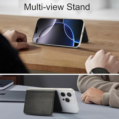 HAII for MagSafe Card Wallet Bag compatible with MagSafe Invisible Ultra-Thin Lightweight Kickstand Magnetic Mobile Wallet Man Woman, 4 Card Slots + 1 Cash Bag. (Black, Buckle Wallet) - color: Black, size: 4 Card Slots + 1 Cash Bag - Buckle Wallet