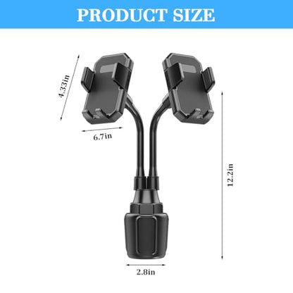 360° Rotatable Long-Neck Dual Cup Holder Phone Mount, Style X908 - size: A297+A297+X908