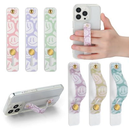 Weewooday 6 Pieces Phone Finger Strap Grip,Soft Color,Funny Smile - color: Soft Color, style: Funny Smile