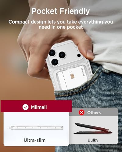 Miimall Clear for MagSafe Wallet with Stand, 2-Card Holder for iPhone 18/17/16/15/14 Pro Max Plus Air, Pixel 11/10 Series, Ultra Thin Slim Strong Magnetic Phone Wallet Stick for iPhone Transparent
