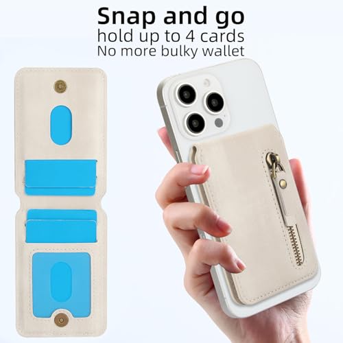 HAII for MagSafe Card Wallet Bag compatible with MagSafe Invisible Ultra-Thin Lightweight Kickstand Magnetic Mobile Wallet Man Woman, 4 Card Slots + 1 Zipper Cash Bag. (White, Zipper) - color: White, size: 4 Card Slots + 1 Zipper Cash Bag - Zipper