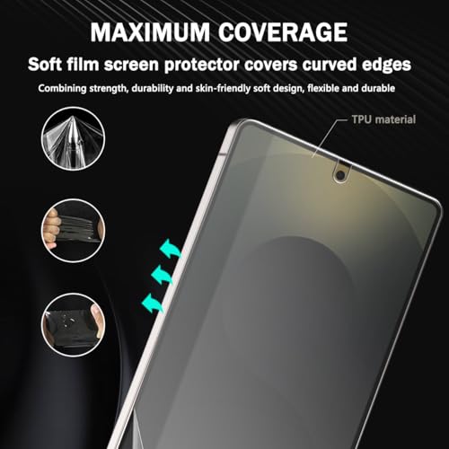 3+2 Pack Screen Protector for Samsung Galaxy S25 Ultra Flexible TPU Film (NOT Glass) with Tempered Glass Camera Lens Protector. Easy Installation, Self-Healing HD Clear Screen Protector