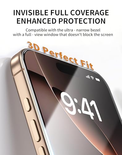 2 Pack 360 Privacy Screen Protector for iPhone 17 Pro Tempered Glass Film - size: iPhone17Pro 6.3inch