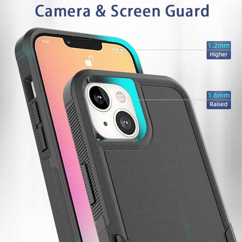 Heavy‑Duty Rugged Anti‑Drop Shockproof Protective Phone Case for iPhone 14/13, Durable Protective Shell, Black - color: Black, size: iPhone 14/13