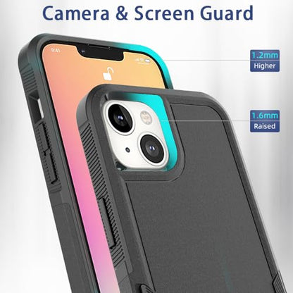 Heavy‑Duty Rugged Anti‑Drop Shockproof Protective Phone Case for iPhone 14/13, Durable Protective Shell, Black - color: Black, size: iPhone 14/13