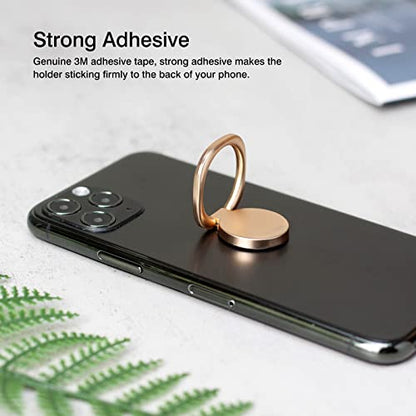 [2 Pack] Matte Rounded Edges Cell Phone Ring Holder Stand,360 Degree Rotation and 180 Degree Adjustable Finger Ring Kickstand with Frosted Metal Phone Grip (Gold)