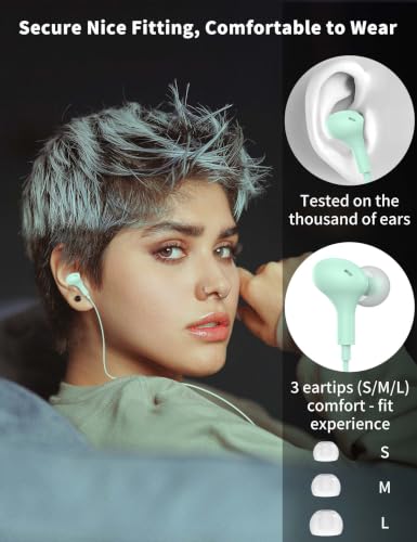 USB C Headphone for Samsung S26 S25 FE S24 A16 A17 Z Wired Earbuds Magnetic - color: Green