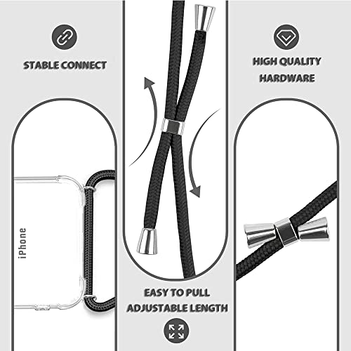 for iPhone 7 Plus Crossbody Case for iPhone 8 Plus [ with Adjustable Lanyard Strap ] Clear Transparent Phone Case Soft TPU Bumper Shockproof Protective Mobile Cover - Black - size: for iPhone 7plus/8plus
