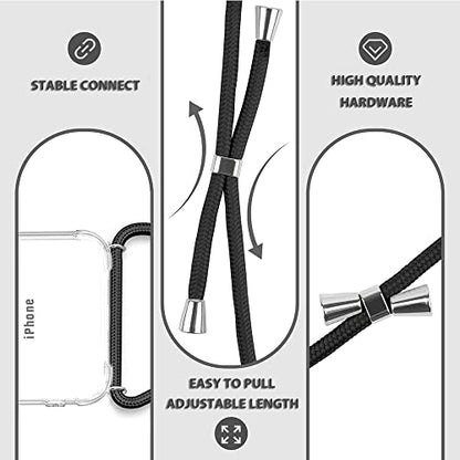 for iPhone 7 Plus Crossbody Case for iPhone 8 Plus [ with Adjustable Lanyard Strap ] Clear Transparent Phone Case Soft TPU Bumper Shockproof Protective Mobile Cover - Black - size: for iPhone 7plus/8plus