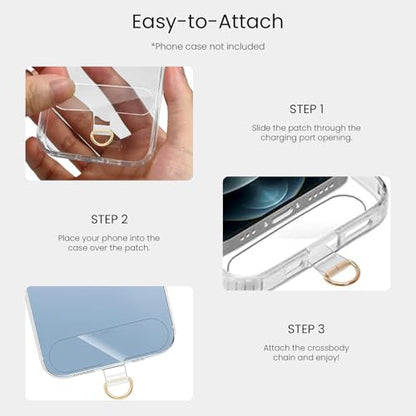 Crossbody Phone Lanyard Chain Shoulder Cell Phones Strap Charm Neck Chain with Wrist Strap Finger Grip 3 Pad Patches Tether Anti Theft Universal for iPhone 17 Pro Max 16 15 14 13 Samsung Gold - color: O-gold Set