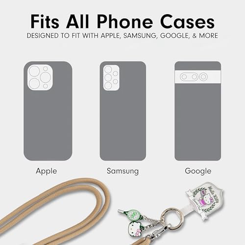 Sonix x Sanrio | Crossbody Phone Strap with Charms | Adjustable, Universal Cell Phone Rope Strap Lanyard | Beige Cord | Hello Kitty Tennis - color: Hello Kitty Tennis